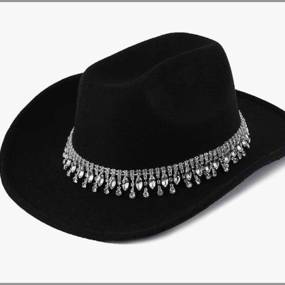 Black sparkle cowboy hat